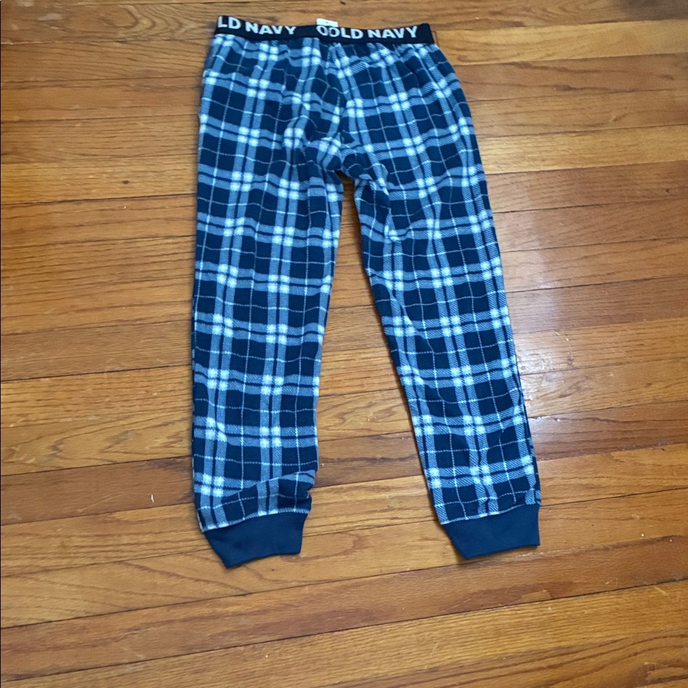 Old Navy Kids Navy and White Plaid Pajama Bottoms